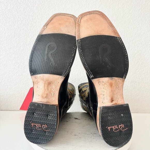 Rod Patrick Mens Cowboy Boots Size 15.5A Black Calf Leather Square Toe Western - Picture 8 of 12